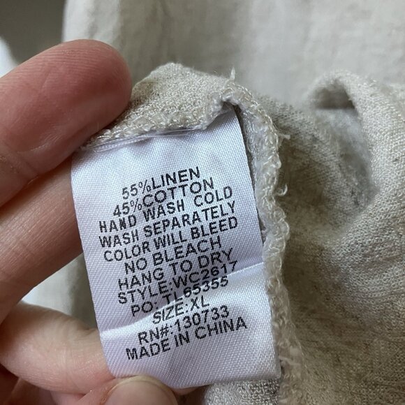 Umgee Blouse Womens XL Linen Cotton Boho Tunic Neutral Minimalist - Picture 4 of 7